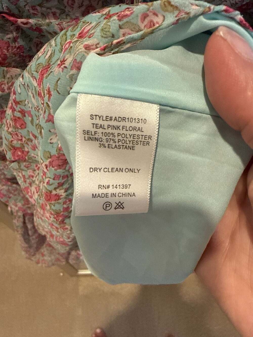 ASTR The Label Teal Pink Floral Ruched Off-Shoulder Mini Dress (44) - Picture 6 of 7